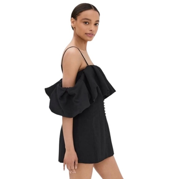Jonathan Simkhai Puff Off Shoulder Mini Dress Black Size 4 NEW - Picture 5 of 15